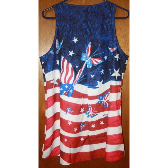 NWOT Plus Womens Unbranded Patriotic Print Sleeveless Tunic Tank Size 0X - Picture 4 of 5